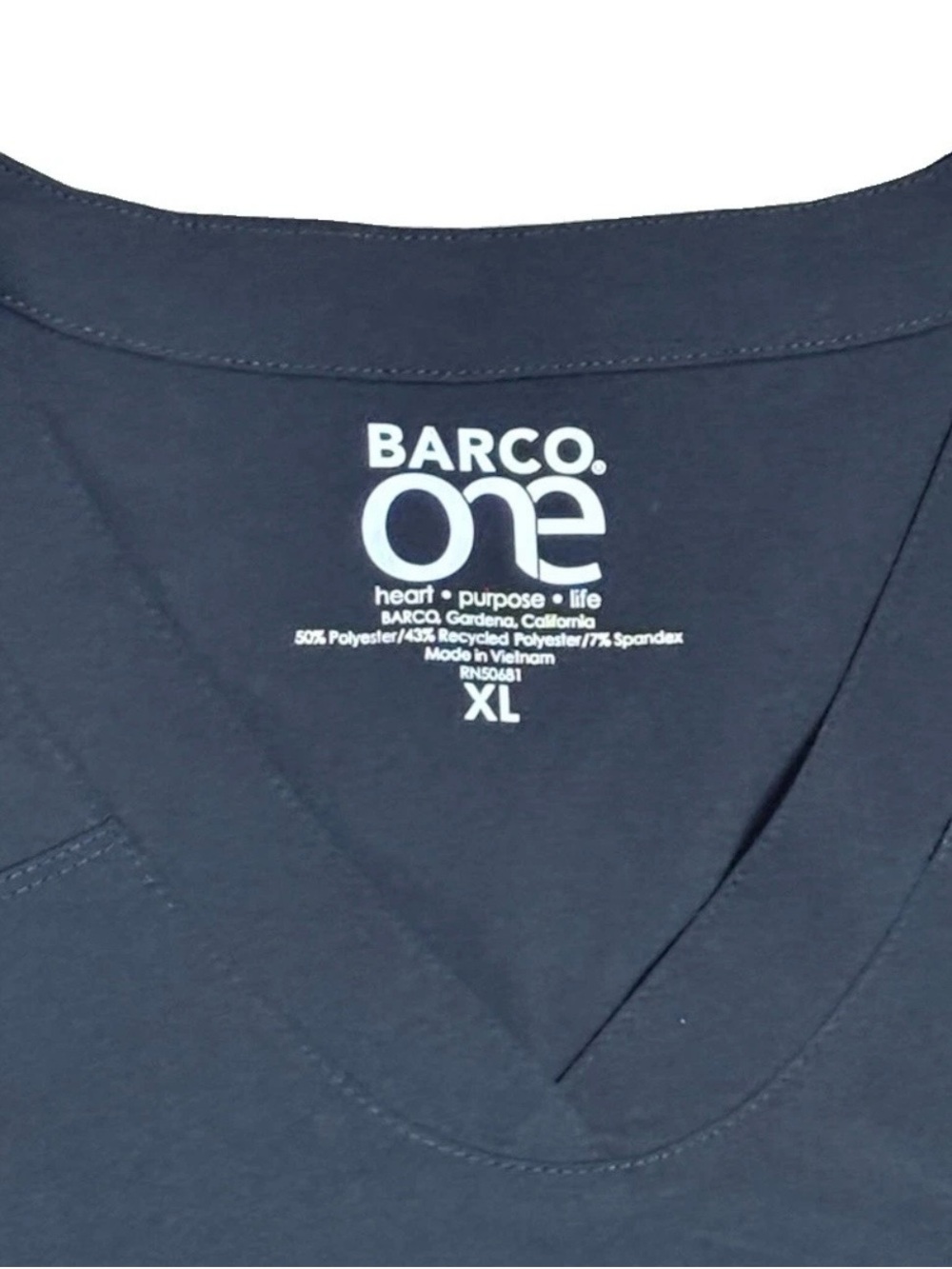 Barco One Women’s Black Solid V-Neck Scrub Top XL Polyester RN#50681 - Picture 3 of 6